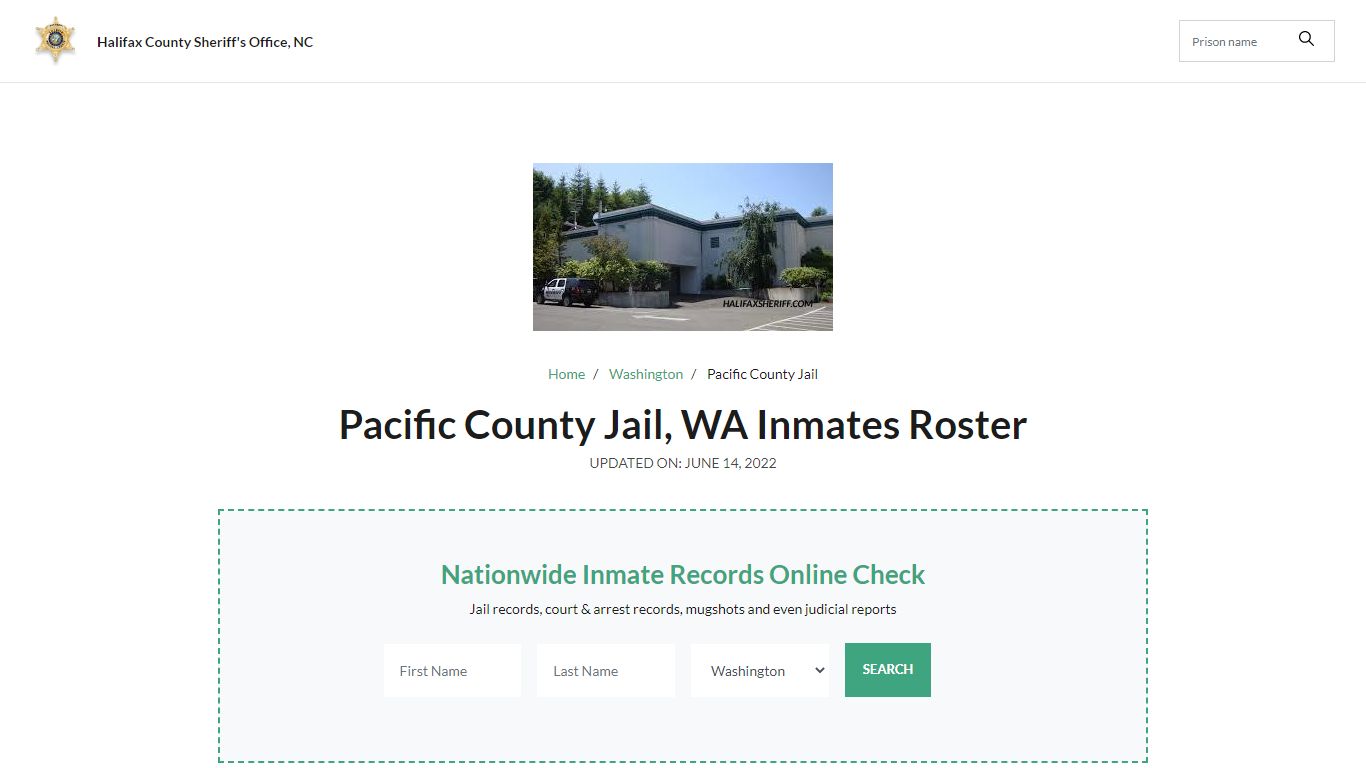 Pacific County Jail, WA Jail Roster, Name Search